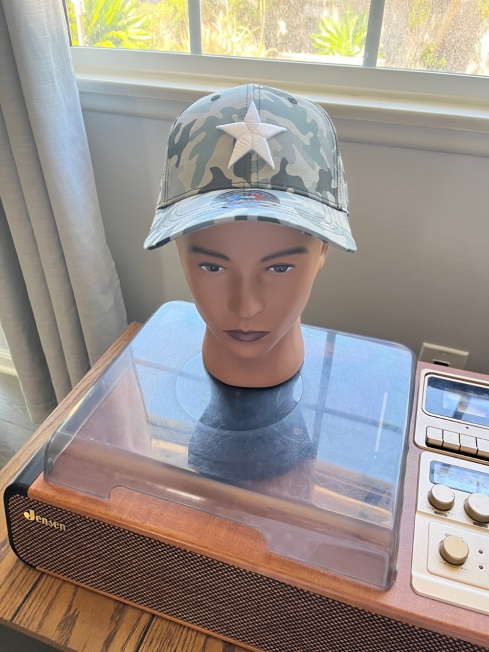 Camo Baseball Cap with White Star Patch